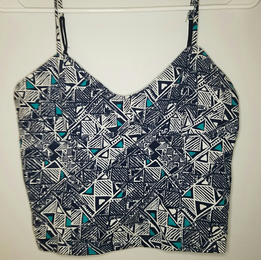Blue Aztec / Tribal Crop Top